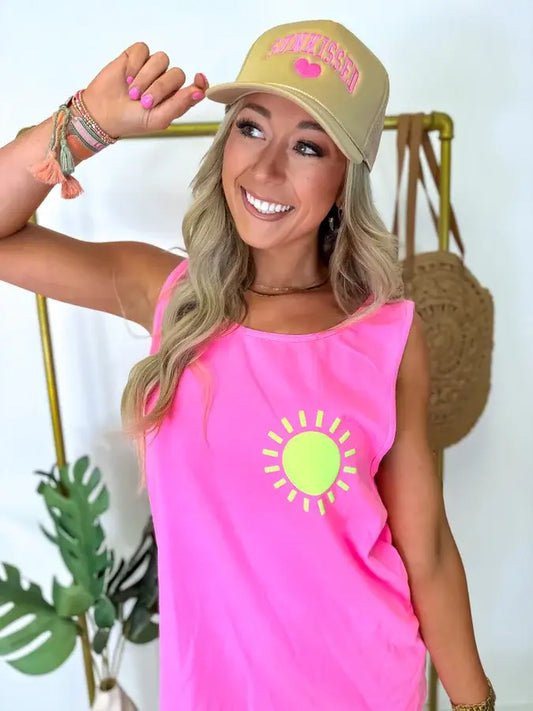 Sun Neon Pink Graphic Tank