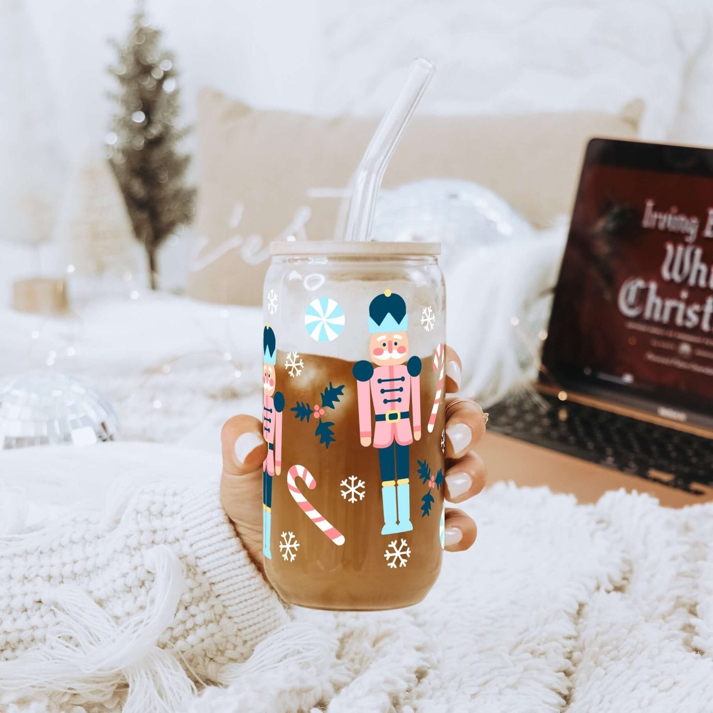 Nutcracker Christmas Cup with Lid and Straw