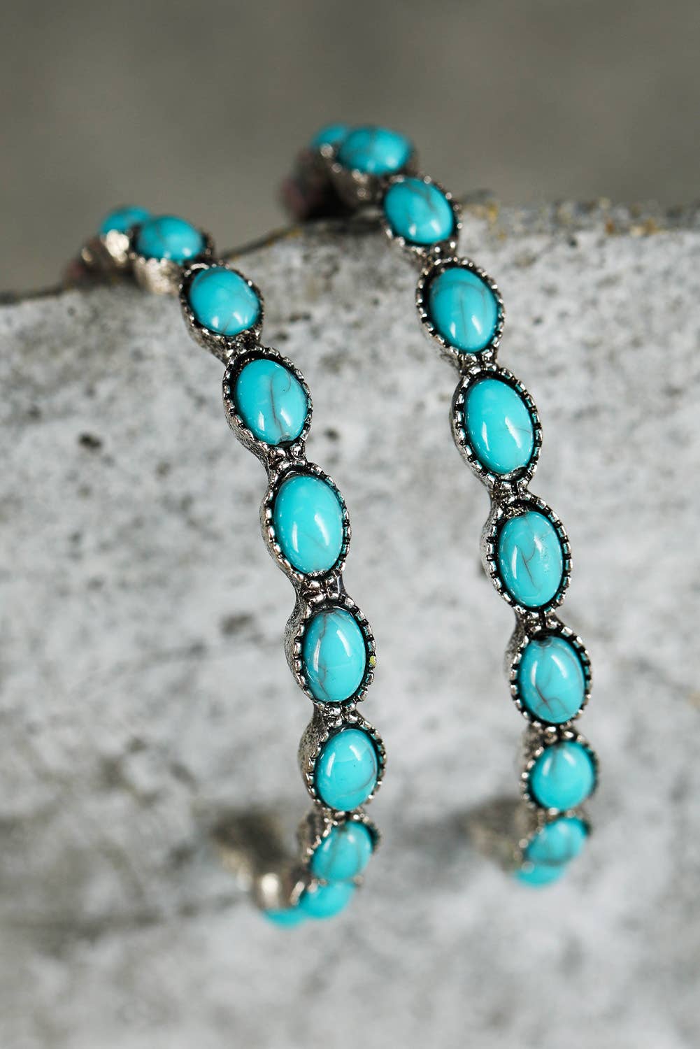 Retro C-shape Turquoise Earrings