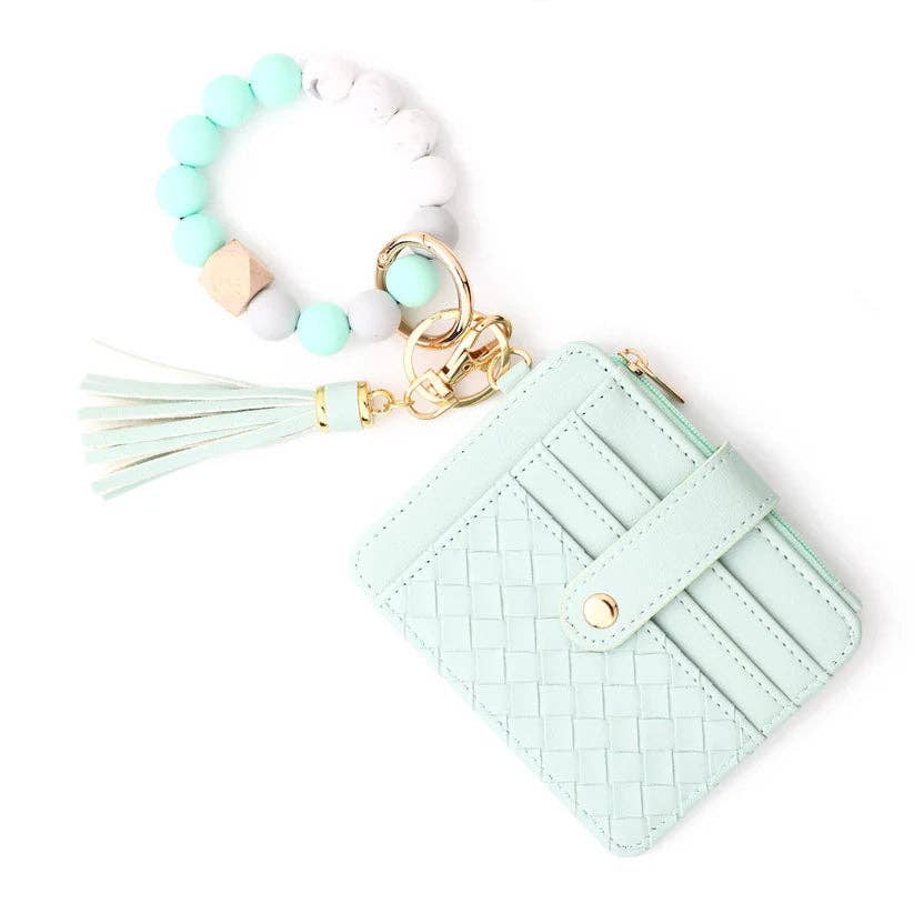 Quilted Beaded Keychain Bracelet Wallet