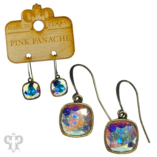 12mm Austrian square crystal hook earring