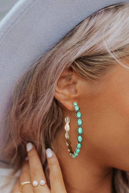 Retro C-shape Turquoise Earrings