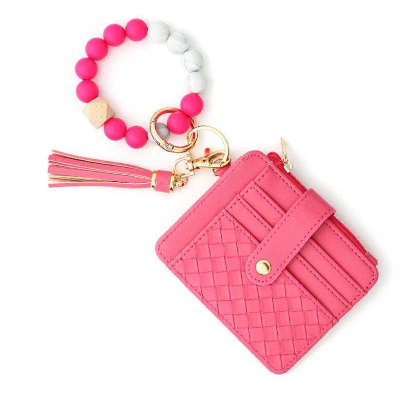 Quilted Beaded Keychain Bracelet Wallet