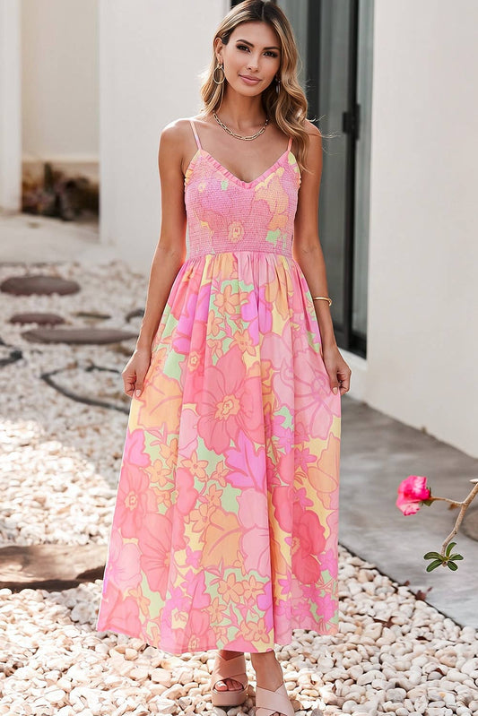 Casual Floral High Waist Sleeveless Dresses