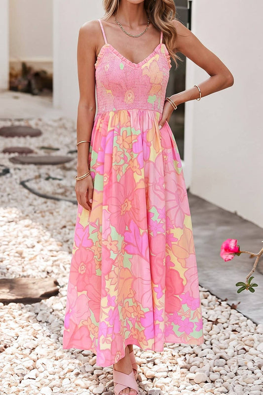 Casual Floral High Waist Sleeveless Dresses