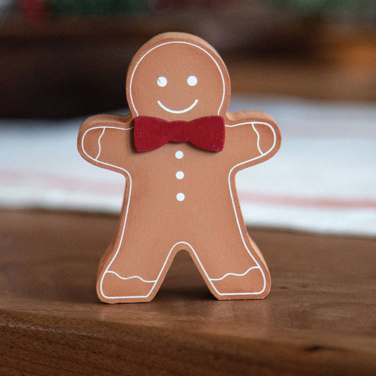 Extra Chunky Wooden Bow Tie Gingerbread Sitter