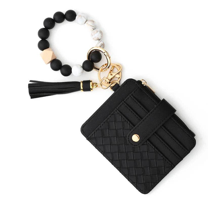 Quilted Beaded Keychain Bracelet Wallet