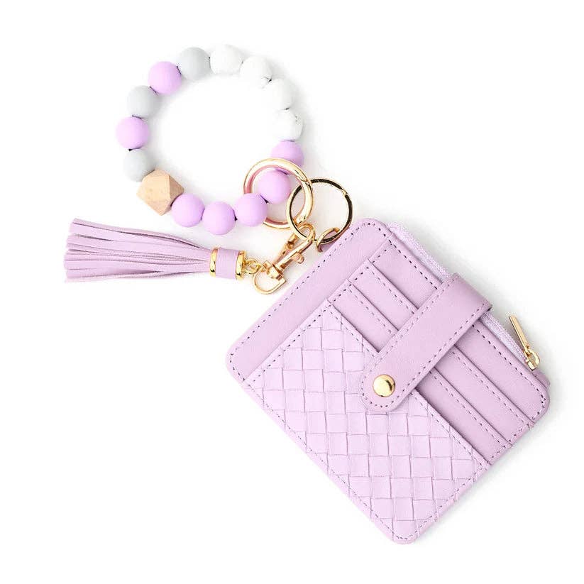 Quilted Beaded Keychain Bracelet Wallet