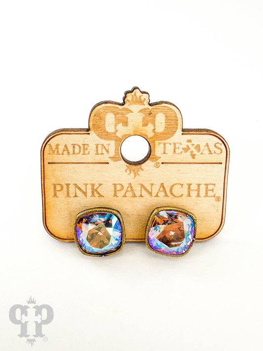 Austrian square crystal post earring, 12mm