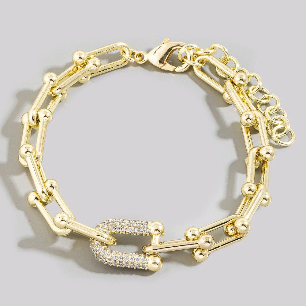 Gold Dipped Cz Chain Clasp Bracelet