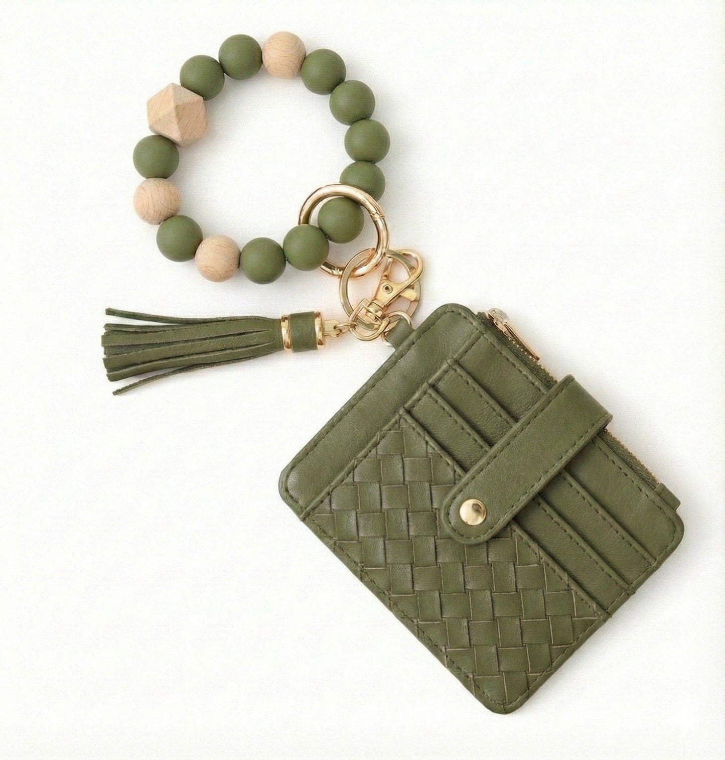 Quilted Beaded Keychain Bracelet Wallet
