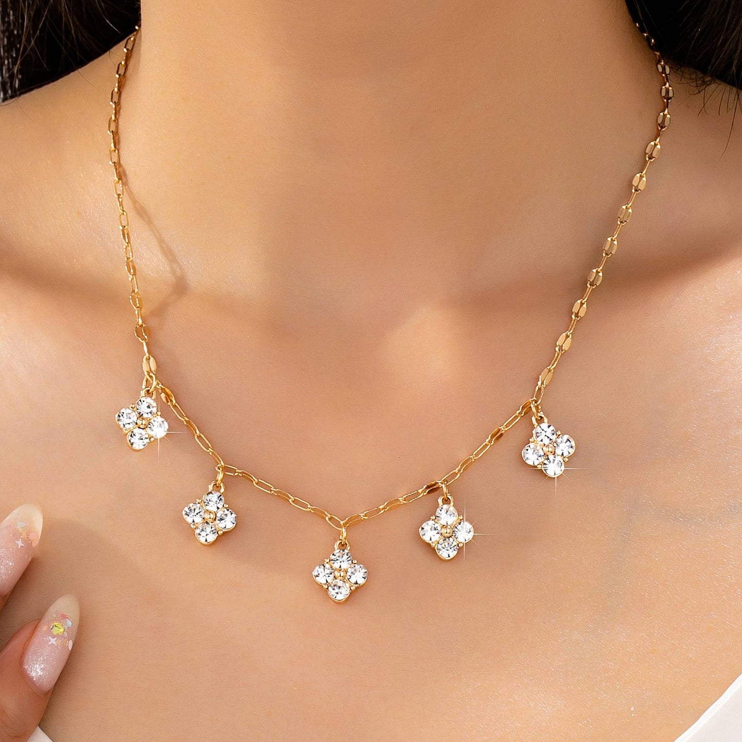 Crystal Quatrefoil Clover Necklace
