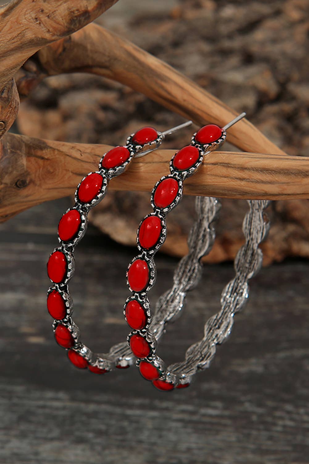 Retro C-shape Turquoise Earrings