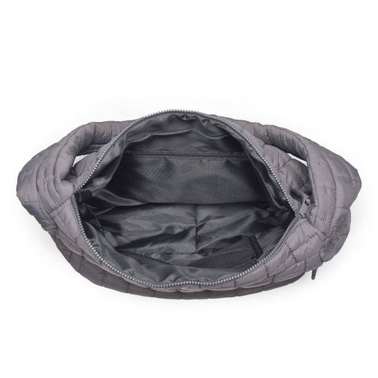 Quilted Nylon Puffer Hobo Bag: Natural